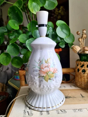 £24 • Buy Vintage Maryleigh Pottery Staffordshire White Floral Ceramic Table Lamp Rustic 