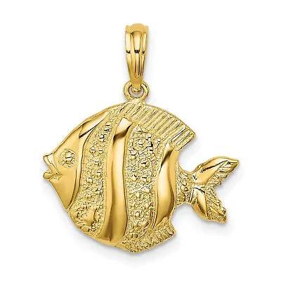 $203.99 • Buy Polished Engraved Fish Charm In Real 14k Yellow Gold