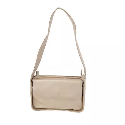 Marlo Vintage Shoulder Bag Leather Satchel Purse Gold Metallic Medium Pockets • $14.11