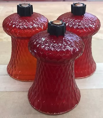 Lot Of 3 Red Glass Peg Votive Candle Cups Home Interior Homco 4 1/2  Tall • $15.95