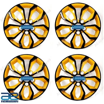 4 Pcs New Wheel Hub Caps Cover Plastic Yellow Black 12-16  For Cars Universal • $150.78