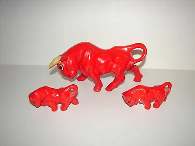 Vintage MCM Matador Red Fighting Bull Ceramic Statue Figurines Japan • $54