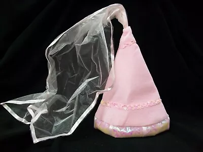 Pink Princess Cone Hat W Veil Renaissance Medieval Maiden Royal Queen Rapunzel • $12.95