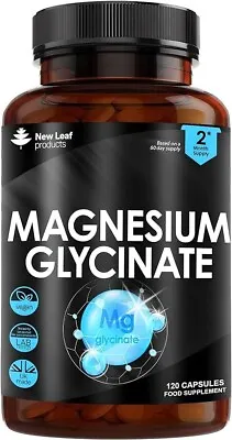 Magnesium Glycinate Capsules High Strength 1040mg Fatigue Bone Health 120 Tablet • £10.50