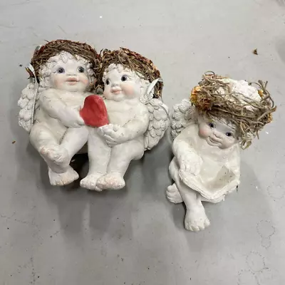 Pair 2 Dreamsicles Cast Art Industries Cherub Angels Figurines Reading In Love • $15