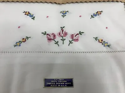 Vintage New Old Stock Boxed Embordered Mini Floral Pillowcases W/Box - Set • $18