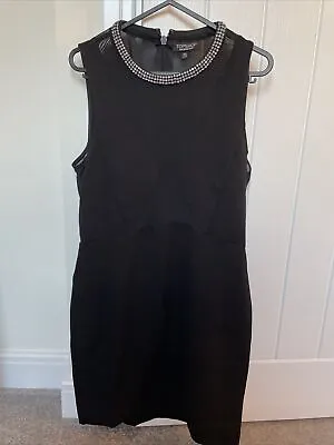 £2 • Buy Topshop - Black Mini Dress With Embellished Collar - Size 10