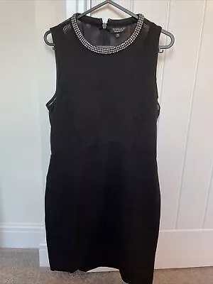 £2 • Buy Topshop - Black Mini Dress With Embellished Collar - Size 10