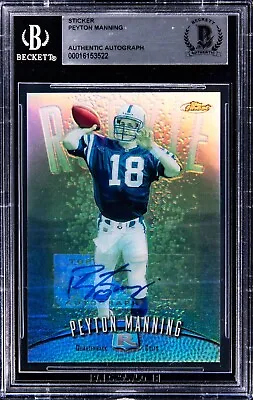 1998 Topps Finest Peyton Manning Refractor Rookie RC Signed BGS Authentic Auto • $499