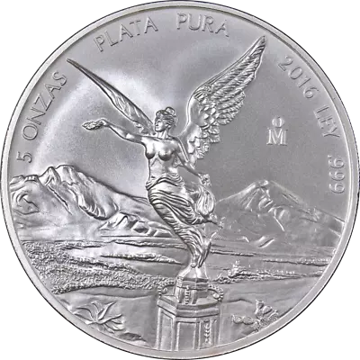 2016-Mo Mexico 5 Ounce Silver - 5 Onzas - Libertad - BU STOCK • $274