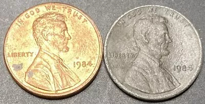 2 - 1984 Lincoln Memorial Penny Zinc Copper Cent Coin Grease Struck Error🆓🚚 • $15