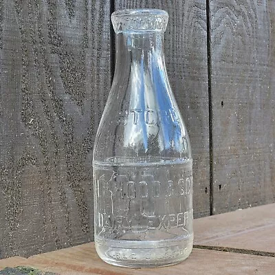 HP Hood & Sons Dairy Experts Vintage Quart Milk Bottle Diamond Pattern Top 1937 • $27