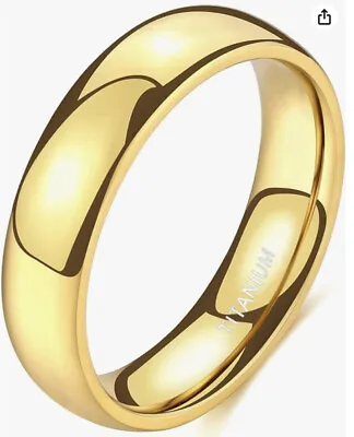Mens Womens 6mm 18k Gold Titanium Ring Shiny Wedding Band Polished Size 11.5 New • $9.99