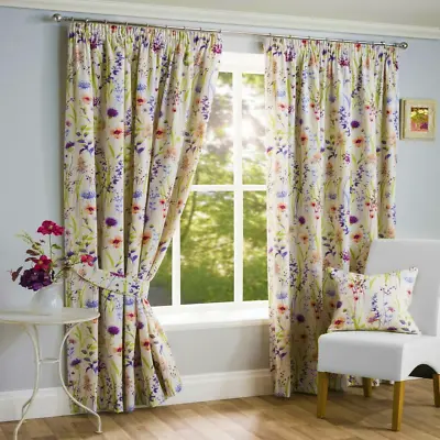 Sundour Hampshire Lined Floral Ready Made 3  Tape Pencil Pleat Caravan Curtains • £6.99