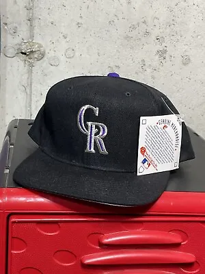 Vintage 90s Colorado Rockies Black New Era Pro Model Snapback Hat NWT Wool Blend • $59.95