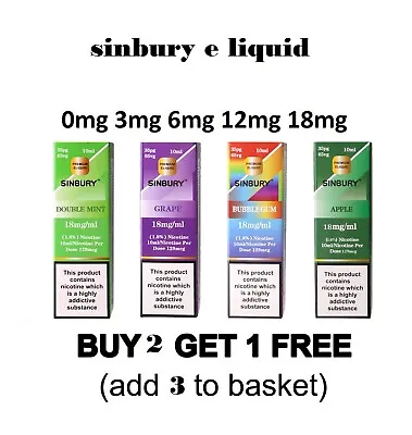 Sinbury E Liquid By Aulola Vape E Cig Quality As Ifresh 10ml 3mg 6mg 12mg 18mg • £2.25
