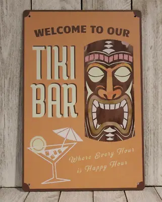 Tiki Bar Open Tin Sign Metal Poster Tropical Beach Party Vintage Rustic Look Xz • $8.97