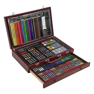 135pc Deluxe Wooden Art Case Colouring Pencils Painting Drawing Set Creativity • £19.95