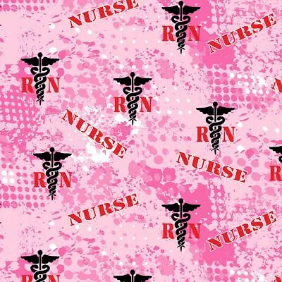 Nurse RN Cotton Fabric With Abstract Design-Nurse Fabric Sold By The Yard-Sykel • $7.99