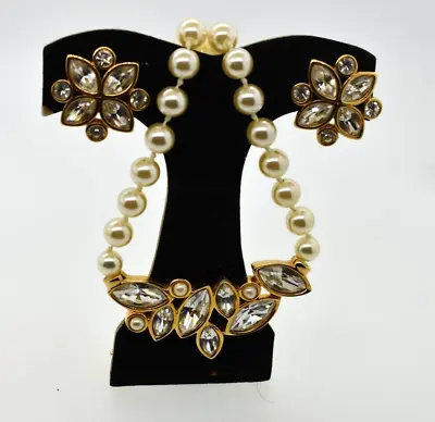 Vintage Signed SAL  Swarovski Single Strand Necklace  Crystal And Post Earrings • $99.99