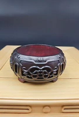 $41.99 • Buy M Chinese Red Suanzhi Wood Rosewood Carved Nice Drum Style Stand Display 60789