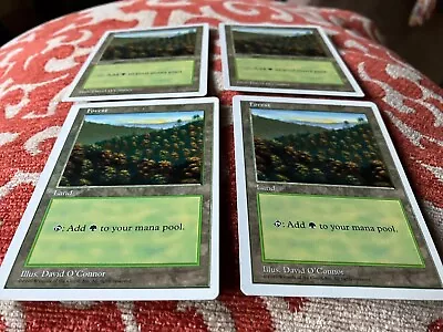 Cards Magic The Gathering Forest Land 1997 David O'connor Lot Of 4 Cards L-p • $8