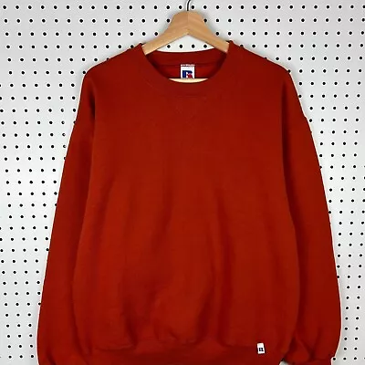 Russell Athletic Vintage Blank Burnt Orange Crewneck Sweatshirt Mexico USA Large • $19.99