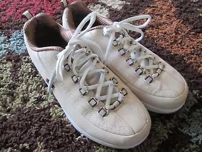 Sketchers Shape Up Womens 8.5 Tan Leather Workout Shoes Sneakers Lace Up • $35.99