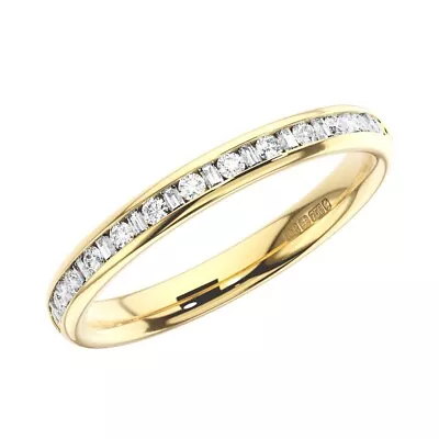 18K Yellow Gold 2.5 MM Round And Baguette Cut Diamond Half Eternity Ring • £551.62