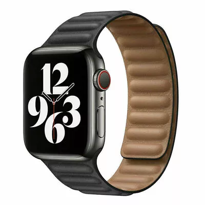 $18.04 • Buy For 49/ 45mm Apple Watch Series 8/7/6/5/4/2 SE Leather Link Band Magnetic Strap