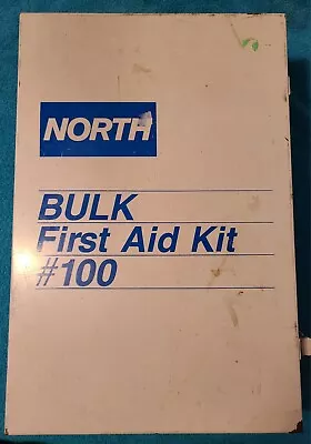 Vintage NORTH Bulk First Aid #100 Wall Cabinet Large White Metal Medical Cabinet • $44