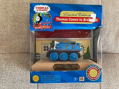 2003 Limited Edition Thomas Comes To Breakfast Wooden Railway Train NIB Rare • $79.99