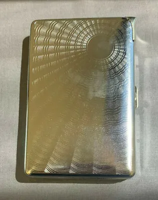 Etched Design Silver Cigarette Case With Built In Lighter Metal Wallet D2 • $16.95