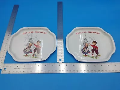 Lot Of 2 Vintage Holland Michigan Metal/Tin Plate/Trays 7.5 X5  #Z497 • $15