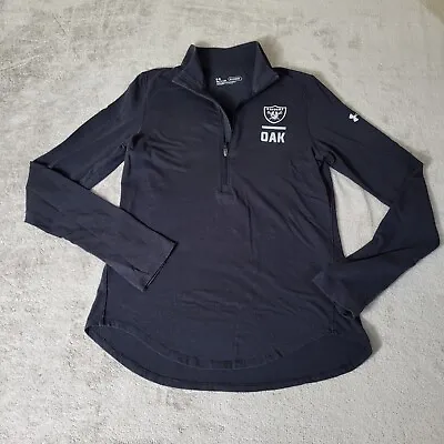Under Armour Oakland Raiders Pullover 1/2 Zip Womens Small Black Combine • $6.97
