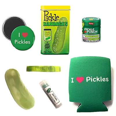 Deluxe Pickle Lovers 7pc Gift Set Bandages Balm Magnet Toy Salt Cooler Wristband • $34.99