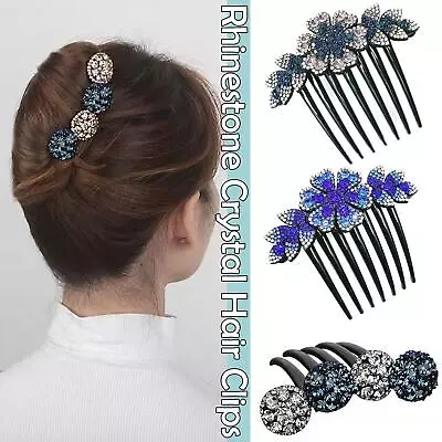 Flower Wedding Hair Pins Bridesmaid Crystal Diamante Bridal Comb Clips M8C2 • $4.20