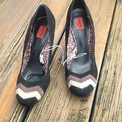 Missoni Target Chevron Brown Black Zig Zag Pumps Womens 7 Heels Shoes Round Toe • $27.50