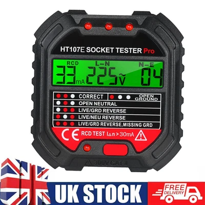 £12.98 • Buy HT107E Electric Outlet Tester Socket Circuit Polarity Voltage Detector UK Plug