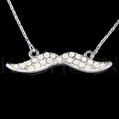 Fun Mustache Made With Swarovski Crystal Bridal Wedding Party Favor Necklace New • $41