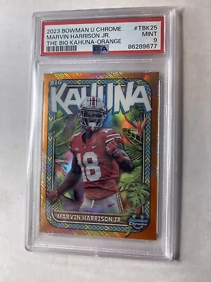 2023 Bowman Ch UBig Kahuna Orange Jersey Number Marvin Harrison Jr 18/25 PSA 9 • $400