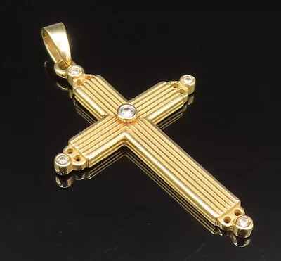 ENGLAND 18K GOLD - Vintage Genuine Diamonds Religious Cross Pendant - GP478 • $817.17