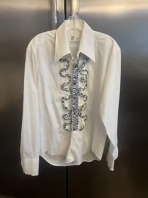 After Six Dress Shirt Zebra  Ruffle Vintage 70's Men’s Size 36 16 • $29