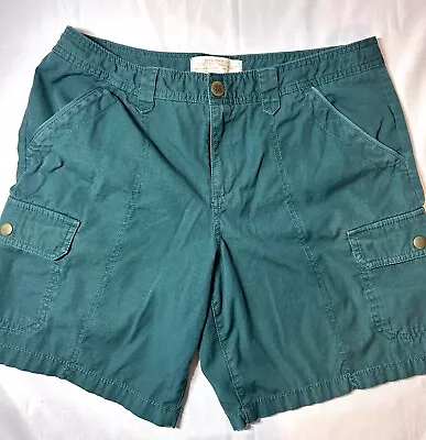 Eddie Bauer Shorts Womens 10 Green Rip Stop Cargo Outdoor Hiking Camping Cotton • $11