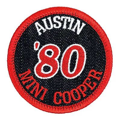 1980 Austin Mini Cooper Embroidered Patch Black Denim/Red Iron-On Sew-On Hat Bag • $13.99