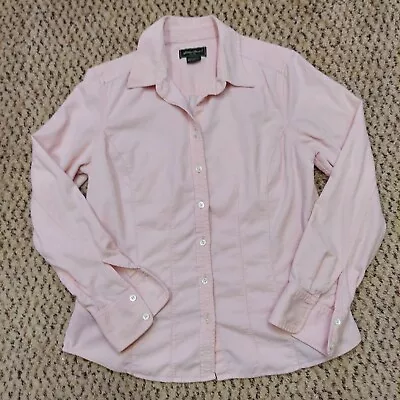 Eddie Bauer Top Womens M Corduroy Shirt Button Down Pale Pink 100% Cotton • $13.60