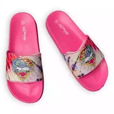 Ed Hardy Women’s Tiger Hot Pink Slides Size 9 NWT • $30.97