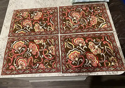 Vera Bradley PUCCINI Quilted Placemats RARE Set Of 4 BROWN Reversible Print READ • $29