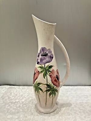 Vintage E.RADFORD England Pottery Hand Painted Jug Vase Anemone Signed JN 24.5cm • £7