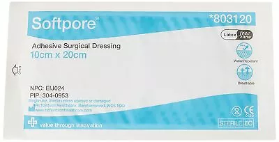 Softpore Adhesive Dressings Sterile 10cmx20cm Latex Free Soft Pore Cuts Wounds  • £7.99